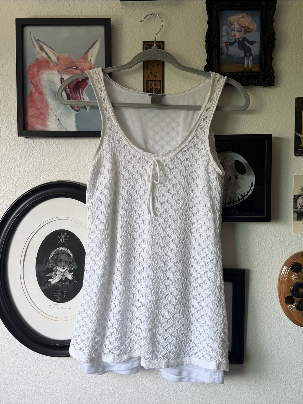 vintage y2k crochet knit tank top